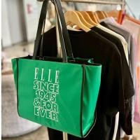 ราคา ELLE TOTE BAG ( ใบใหญ่ ) ผ้าไนลอน Trim หนังแท้ 100% 80 YEARS ANNIVERSARY มี 2 สี WEH7412 (48856263090)