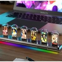 ราคา หลอดไฟหลอกอลูมิเนียม RGB นาฬิกาปลุกดิจิตอลตั้งโต๊ะ LPS เครื่องประดับตั้งโต๊ะคอมพิวเตอร์ Cyberpunk นาฬิกาตกแต่งสร้างสรรI (24706853740)
