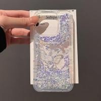 ราคา ผีเสื้อแวววาวพร้อม iPhone 16 15 14 13 12 11 Pro Max Glitter Rose Case Girly Bling Sparkle ไหล Quicksand Light up Case Soft TPU กันชน Luminous Clear 16 PLus ปลอก (27413985452)