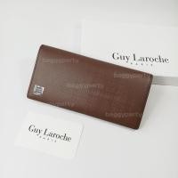 ราคา Guy Laroche แท้!!!กระเป๋าสตางค์ผู้ชายพับยาว ประกบ สีน้ำตาลเข้ม โลโก้รมดำ หนังลาย หนังแท้100% (19893710227)