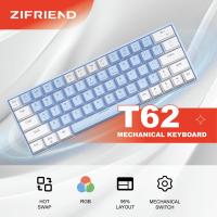 ราคา Zifriend T62 Gaming Mechanical Keyboard RGB 60% Layout Pluggable Wired DualColor PBT Keycaps (40561023556)