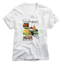 ราคา เสื้อยืดคอวีสีขาว เสื้อแขนสั้น เนื้อผ้า TK พร้อมพิมพ์ลายซับลิเมชั่น ทรานเฟอร์ จ. นนทบุรี (3795791147)