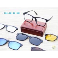 ราคา [ส่งจากไทย] แว่นคลิปออน Retro Square พร้อมชุดคลิปออนแม่เหล็ก 5 สี (1078162481)