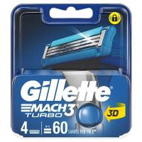 ราคา Gillette Mach 3 Turbo (4 ชิ้น / แพ็ค) ยิลเลตต์ มัคทรี เทอร์โบ ใบมีดโกน (7988689174)