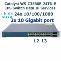 ราคา Cisco Enterprise switch 24 port 10/100/1000 Layer 2 Layer 3 SFP 2 port 10 Gigabit 10GB WS-C3560E-24TD-E + CVR-X2-SFP (7845398659)