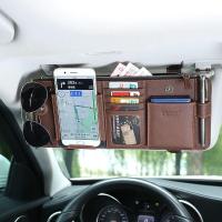 ราคา อุปกรณ์ตกแต่งรถยนต์ กระเป๋าเก็บของในรถ ดวงอาทิตย์ กระบังหน้า พื้นที่จัดเก็บ มัลติฟังก์ชั่ผู้ถือบัตรภายในรถกล่องเก็บแว่นตาคลิปหนังแท้ ล12.22 (24197833089)