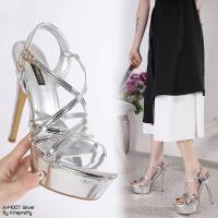 ราคา รองเท้าส้นเข็ม สูง 6 นิ้ว เสริมหน้า 2 นิ้ว คาดสายๆ หนังแก้ว ♥️ (25808880766)