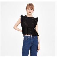 ราคา ZARA x cotton ลูกไม้ฉลุ สีดำ แขนกุด Tag ครบ อก 32 ยาว 20 • Code : 680(11) (21560261462)