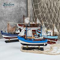 ราคา [DECOR] Zenture เรือตกปลาไม้ Ocean Style ตกแต่งห้อง Home Ocean Decor 24 ซม.เรือตกปลา (45650875866)