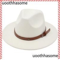 ราคา Uoothasome หมวกปานามา, นุ่มปีกกว้าง Felt Fedora หมวก, แฟชั่นพร้อมเข็มขัดหัวเข็มขัด Elegant Vintage Jazz หมวกผู้ชายผู้หญิง (28128184635)