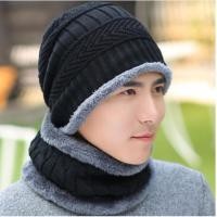 ราคา ❤(พร้อมส่งสีดำ)❤ หมวกไหมพรมกันหนาว+ผ้าพันคอกันหนาวผู้ชาย (438182599)