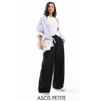 ราคา Asos Petite Wide-Leg Trouser กางเกงขายาว ทรงกระบอกใหญ่ เอวสูง ผ้าpoly ยืดได้นิดหน่อย เอวยางยืดด้านข้าง กระเป๋าสองข้าง ดำ (26470879855)