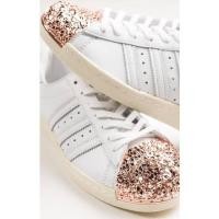 ราคา รองเท้า ผ้าใบ Adidas SuperStar 80S BB2034 แท้ สีขาว หน้า กลิตเตอร์ สี Rose Gold Size 38 (9000142070)