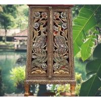 ราคา ตู้พระธรรม ไม้ ตู้โชว์ 19Xล10Xสูง 32 นิ้ว ทรง A ใส่พระ แต่งเส้นเดินลาย ประดับกระจกหลากสีทำเก่าโบราณ (9358673025)