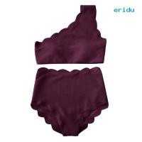 ราคา ชุดว่ายน้ำปาดไหล่ชุดว่ายน้ำ2ชิ้นสีเลือดหมู (23212543843)