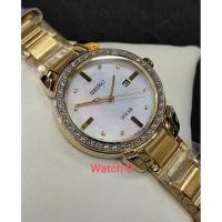 ราคา นาฬิกาข้อมือผู้หญิง Seiko Solar สายสแตนเลสสีทอง รุ่น SUT330P1 SUT330P SUT330 (7715077789)