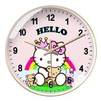 ราคา ♚-♚นาฬิกาแขวนสำหรับเด็กปฐมวัยน่ารัก Hello Kitty สำหรับห้องนั่งเล่น ห้องนอน นาฬิกาควอทซ์แบบแขวนผนั (28927887022)
