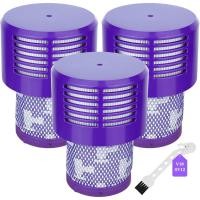 ราคา เปลี่ยนไส้กรอง V10 สําหรับ Dyson V10 Cyclone Series, V10 Absolute, V10 Animal, V10 Total Clean, SV12, เปลี่ยนชิ้นส่วนหมายเลข 969082-01 แผ่นกรอง 3 แพ็ค และ แปรงทําความสะอาด 1 ชิ้น (55553678911)