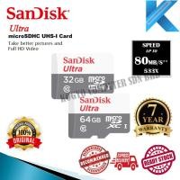 ราคา Sandisk 32GB / 64GB Ultra microSDHC Class 10 UHS-I การ์ดหน่วยความจํา SDSQUNS-032G-GN3MN / SDSQUNS-064G-GN3MN (22769015049)