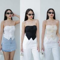 ราคา SEOUL CROP INTUON เสื้อเกาะอกแต่งดอกไม้ สวยม้ากก รัดรูปกระชับไม่หลุด เกาหลีเกาใจ เกาะอกเกาหลี เกาะอกรัดรูป ชุดเกาะอก (24887981159)