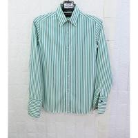 ราคา RALPH LAUREN แท้ อก37ญ เสื้อเชิ๊ตแขนยาวมีคัฟลิงค์ลายขาวเขียวมิ้น (25270690904)