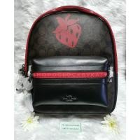 ราคา ของแท้ ของใหม่ % Coach Medium Charlie backpack in signature canvas with strawberry motif (#F78252) เป้ขนาดกลาง น่ารักๆ (13303521740)