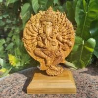 ราคา ไม้สักแกะสลัก พระพิฆเนศ 16 กร ขนาด 15x24 ซม. มีฐาน (20660773637)