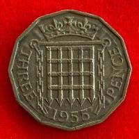 ราคา เหรียญอังกฤษ United Kingdom 3 pence ปี 1955 เหรียญ​ต่างประเทศ (26421237739)
