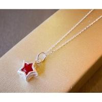 ราคา สร้อยคอเงินแท้อิตาลีพร้อมจี้พลอยดาวสีแดง (6448421376)