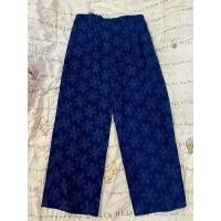 ราคา กางเกงขากระบอกเอวสูงขอบวีลายดอก (24352636678)