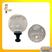 ราคา SS Lighting โคมไฟ โคมหัวเสา 12" ลายรุ้งใส ขั้ว E27 ขาอลูมิเนียม แก้วแท้100% โคมไฟภายนอก (ไม่รวมหลอด) (55902868393)