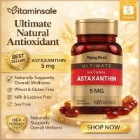 ราคา Piping Rock Natural Astaxanthin 5 mg 120 Softgels สารสกัดแอสตาแซนธินจากธรรมชาติ (47704654845)