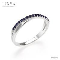 ราคา LENYA แหวน CZ สีน้ำเงินจาก SWAROVSKI เสริมบุคลิกหรูหราดูมีระดับ ตัวเรือนเงินแท้925 ชุบทองคำขาว (43624480940)