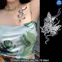 ราคา สติกเกอร์รอยสักชั่วคราว ลายผีเสื้อ และงู สีดํา กันน้ํา 15 วัน (25073858221)