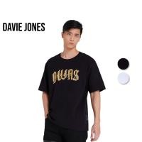 ราคา DAVIE JONES เสื้อยืดโอเวอร์ไซส์ พิมพ์ลายโลโก้ สีดำ สีขาว Logo Print Oversized T-Shirt in black white LG0021BK WH (21516696610)