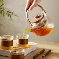 ราคา Glass Tea Pot With Wooden Handle And Wooden Cover Stainless Steel Filter Steaming Of Tea Set Transparent Glass Teapot (28960829609)