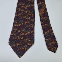 ราคา เนคไท แบรนด์ Salvatore Ferragamo Men's Silk Tie Red Brown Horse Design Made in Italy (51600187431)