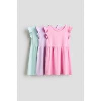 ราคา H&M(เอชแอนด์เอ็ม) ชุดเดรสผ้าจูร์ซีย์ 3 ชิ้น Girls 3-pack jersey dresses 1305812_1 (42467051971)