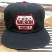 ราคา หมวก WILSON SEEDS เนื้อผ้าคล้ายผ้าดิบสีดำตัดด้ายแดง (1829598758)