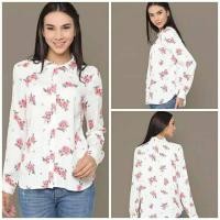 ราคา H&M Kemeja H&ML - H&amp;M เสื้อลายดอกไม้สีขาว (5482662306)
