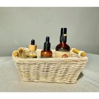 ราคา ตะกร้าเก็บหวายสีขาว ถาดหวายสี่เหลี่ยม ตะกร้าตกแต่งไม้ไผ่และหวาย (51306233351)