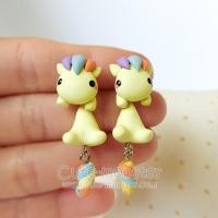 ราคา ต่างหู ม้ายูนิคอร์น สีเหลือง Yellow Unicorn Earrings (813856834)