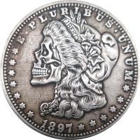 ราคา Wanderer เหรียญ Skull ต่างประเทศ 38 มม. Morgan Silver Dollar เงินโบราณ Dollar ของสะสมเหรียญที่ระลึก 12-10+++ (47452874798)