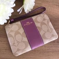 ราคา Coach Wristlet F58035 คล้องมือ ใบเล็ก 1 ซิป ลายC สี ม่วง jasmine (3820682426)