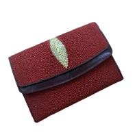 ราคา กระเป๋าสตางค์หนังปลากระเบนแท้ สีแดง (20317721628)