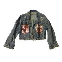 ราคา เสื้อแจ็คเก็ตยีนส์ปักเลื่อม สียีนส์เข้ม (20455307728)