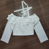 ราคา เสื้อปาดไหล่ทรงครอป แต่งเชือกผูกคอ (3243135155)