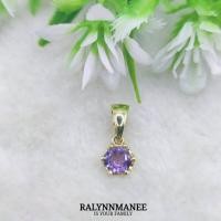 ราคา O6433 จี้พลอยอเมทิสต์แท้ ( Natural Amethyst ) ตัวเรือนเงินแท้ 925 ชุบทอง ( เปลี่ยนสีชุบ +100 ) (20994041580)