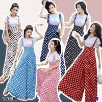 ราคา 5108 Set เสื้อยืดสีขาว + เอี๊ยมกางเกงลายจุด (22925963340)