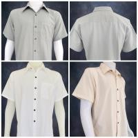 ราคา เสื้อผ้าฝ้าย ผ้าพื้นเมือง (หนังกบ) คอเชิ้ต ผ่าหน้า กระดุมกะลา แขนสั้น สีขาว (4719160930)